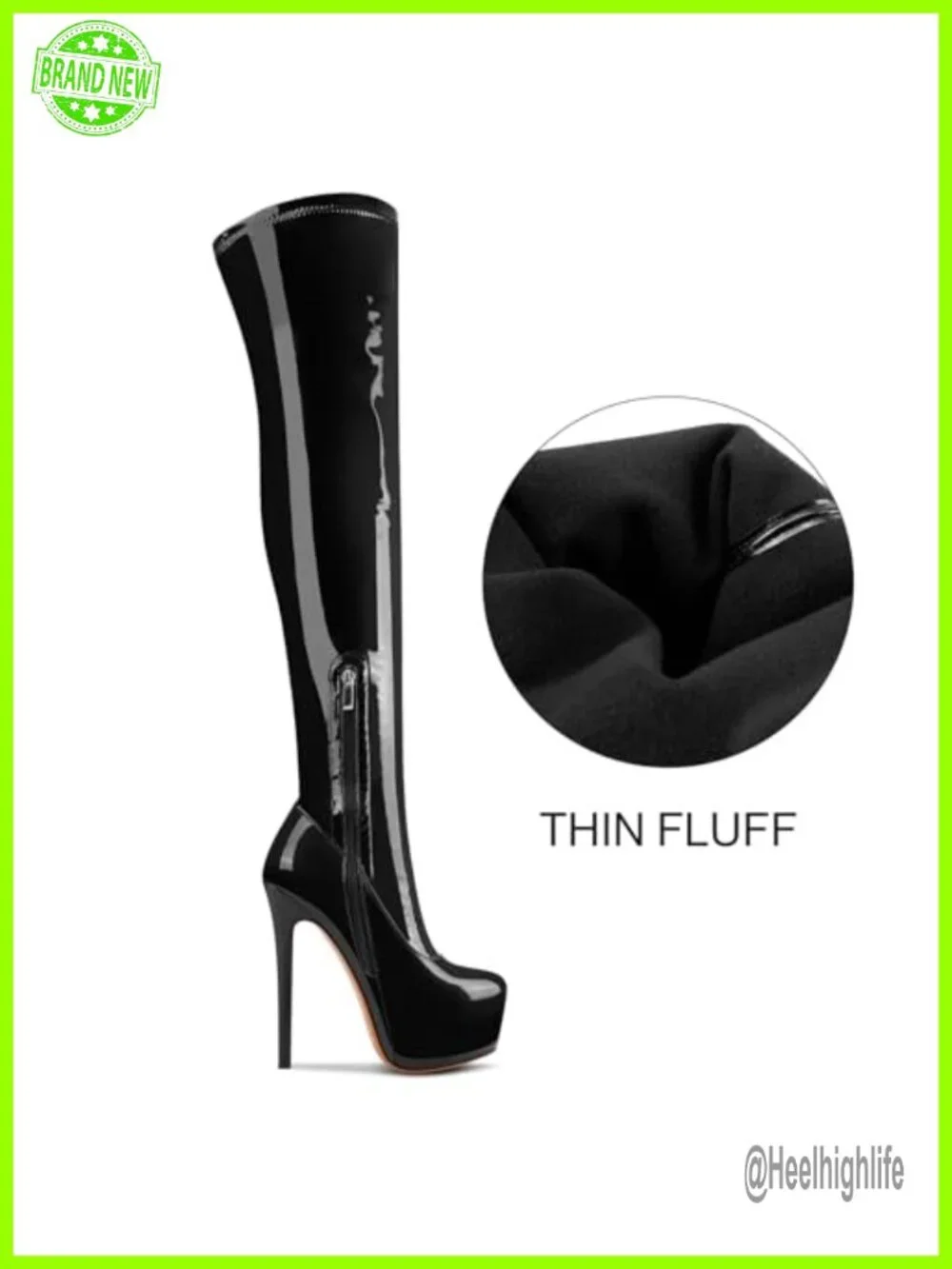 Patent Leather Over The Knee Stiletto Platform Boots Thigh High Heels 5.9in